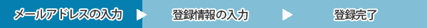 メールアドレスの入力 < 登録情報の入力 < 登録完了